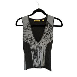 LLUIS GENERO Alchemy Womens Sweater Knit Tank Blue Gray Art to Wear Sz S